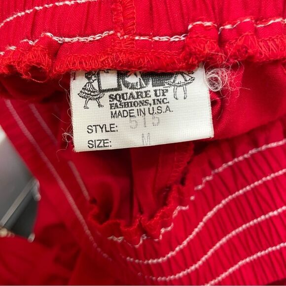 VINTAGE SQUARE UP VERY FULL TIERED RUFFLE SKIRT IN RED - Picture 4 of 4